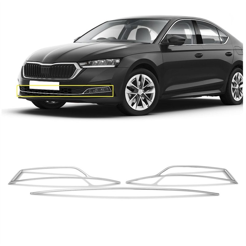 Fog light frames for Skoda Octavia Liftback IV (NX) 2020- | Chrome steel