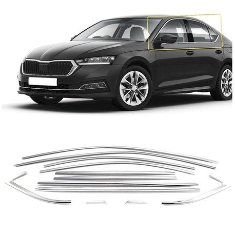 Side window trims for Skoda Octavia Liftback IV (NX) 2020- | Chrome steel