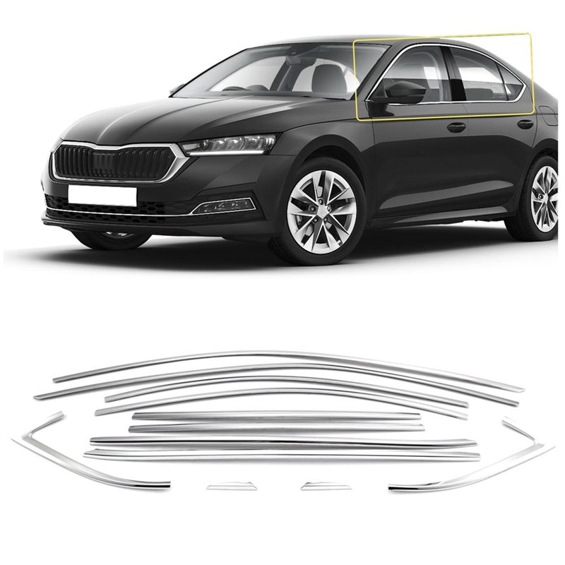 Side window trims for Skoda Octavia Liftback IV (NX) 2020- | Chrome steel