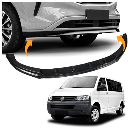 Front splitter for Volkswagen VW Caravelle (T5) FL 2009-2015 | Black ABS