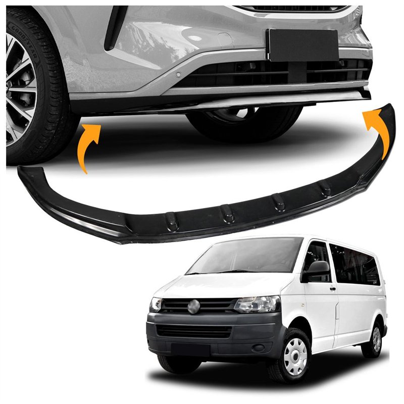 Front splitter for Volkswagen VW Caravelle (T5) FL 2009-2015 | Black ABS