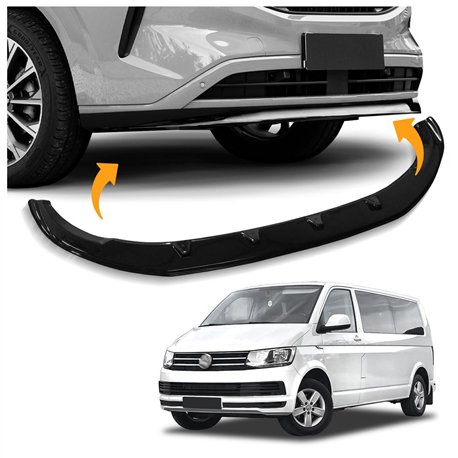 Front splitter for Volkswagen VW Caravelle (T6) 2015-2019 | Black ABS Shiny