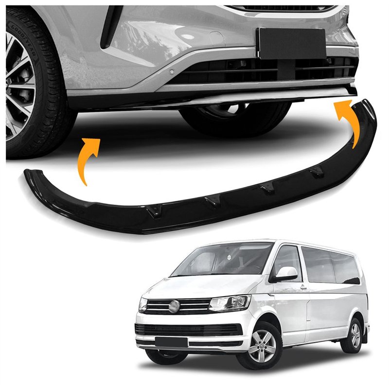 Front splitter for Volkswagen VW Caravelle (T6) 2015-2019 | Black ABS Shiny