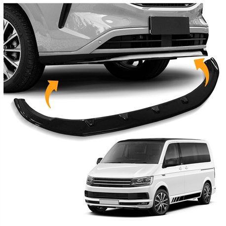 Front splitter for Volkswagen VW Multivan (T6) 2015-2019 | Black ABS Shiny