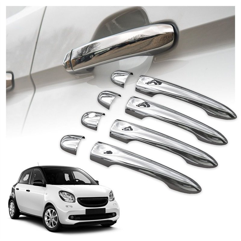 Handle covers for Smart Fortwo Hatchback (W453) 3D 2014- | Chrome steel