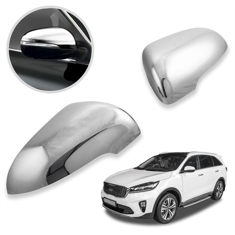 Mirror housing for KIA Sorento III (UM) 2015-2020 | Chrome steel Polished