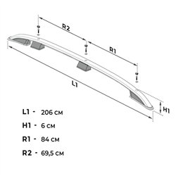 Roof rails for Citroen Dispatch III MEDIUM H1 2016- Aluminum Plastic