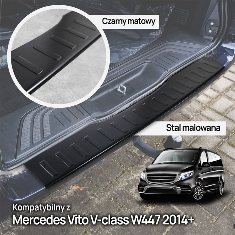 Rear bumper trim for Mercedes V-Class (W447) 2014- | Black steel