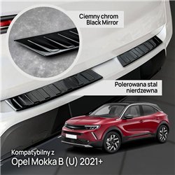 Rear bumper trim for Opel Mokka B (U) 2021- | Black chrome steel Piano