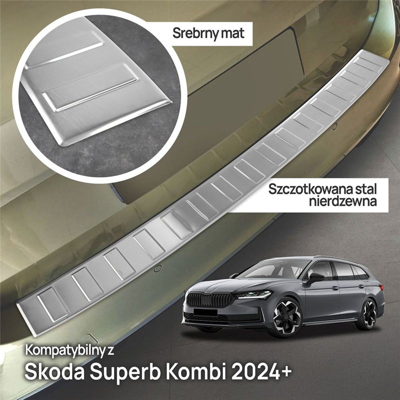 Rear bumper trim for Skoda Superb Station Wagon IV Kombi 2024- steel