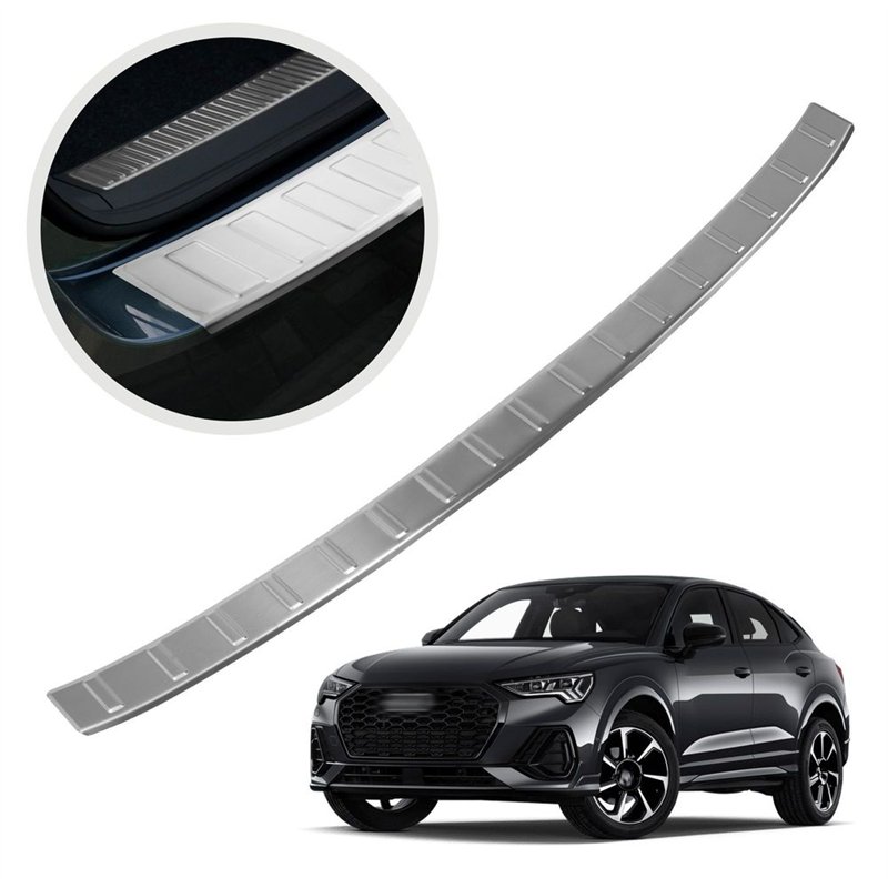 Rear bumper trim for Audi Q3 Sportback Coupe II (F3) 2019- | Silver steel