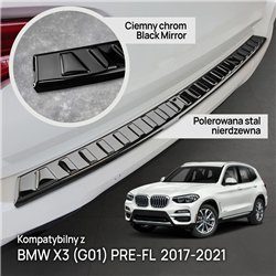 Rear bumper trim for BMW X3 (G01) PRE-FL 2017-2021 | steel Piano