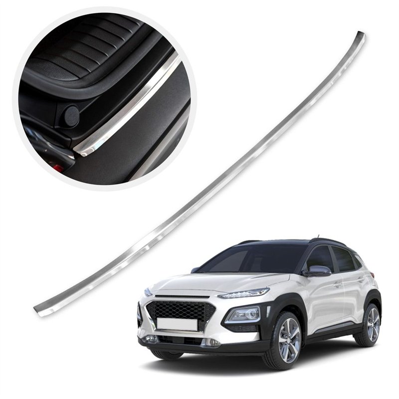 Rear bumper trim for Hyundai Kona I (OS) 2017-2023 | Silver steel Brushed