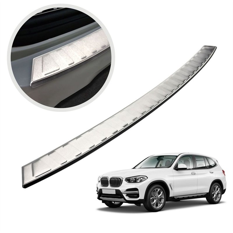 Rear bumper trim for BMW X3 (G01) PRE-FL 2017-2021 | Silver steel Brushed