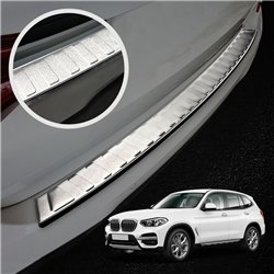 Rear bumper trim for BMW X3 (G01) PRE-FL 2017-2021 | Silver steel Brushed
