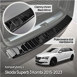 Rear bumper trim Skoda Superb Station Wagon III Kombi 2015-2023 steel Piano