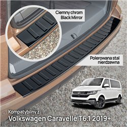 Rear bumper trim for Volkswagen VW Caravelle (T6.1) 2019-2023 | steel Piano