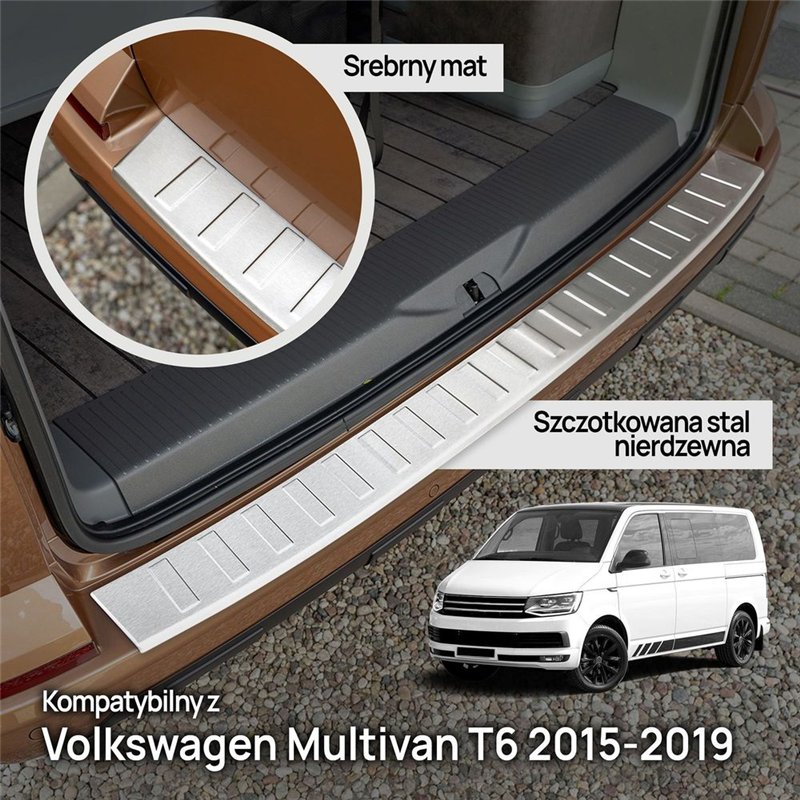 Rear bumper trim for Volkswagen VW Multivan (T6) 2015-2019 | Silver steel