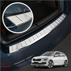 Rear bumper trim for Skoda Kamiq I (NW) FL 2024- | Silver steel Brushed