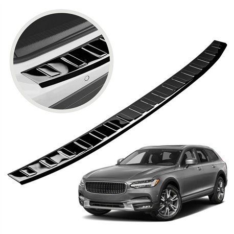 Rear bumper trim for Volvo V90 Station Wagon II 2016-2025 steel Piano