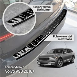 Rear bumper trim for Volvo V90 Station Wagon II 2016-2025 steel Piano
