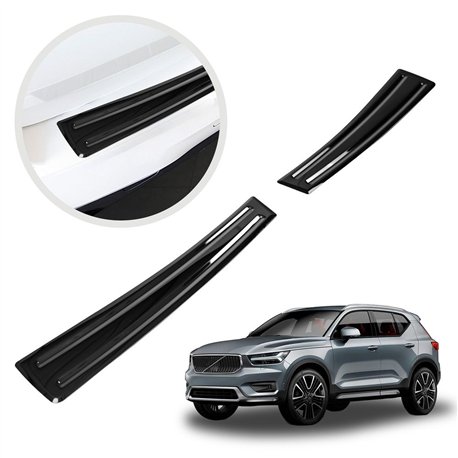 Rear bumper trim for Volvo XC40 I (X | V) 2018- Black chrome steel Piano