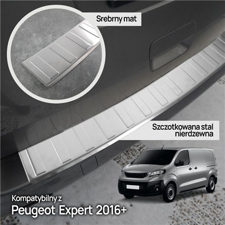 Rear bumper trim for Peugeot Expert III (V) 2016- | Chrome steel Brushed