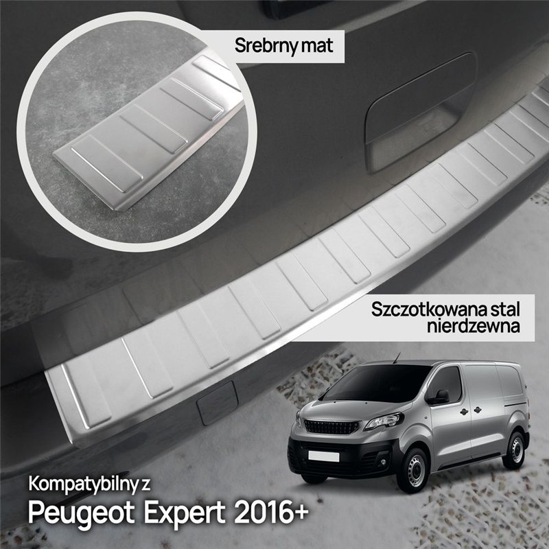 Rear bumper trim for Peugeot Expert III (V) 2016- | Chrome steel Brushed