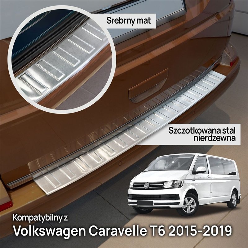 Rear bumper trim for Volkswagen VW Caravelle (T6) 2015-2019 | Silver steel