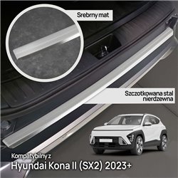 Rear bumper trim for Hyundai Kona II (SX2) 2023- | Silver steel Brushed