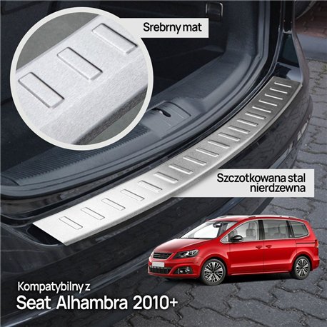 Rear bumper trim for SEAT Alhambra II (7N) 2010-2022 | Silver steel Brushed
