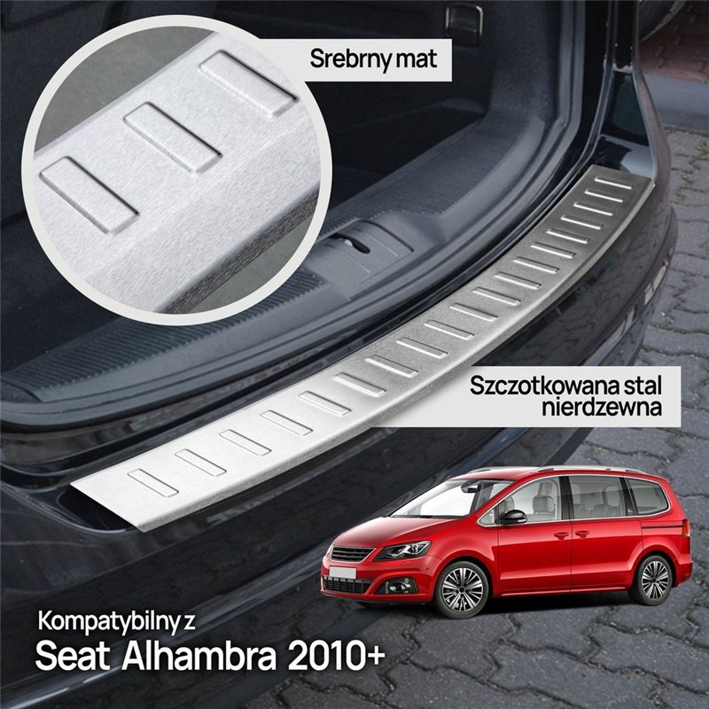 Rear bumper trim for SEAT Alhambra II (7N) 2010-2022 | Silver steel Brushed