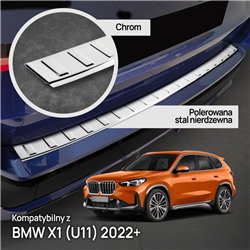 Rear bumper trim for BMW X1 (U11) 2022- | Chrome Stainless steel Polished