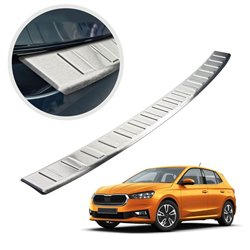 Rear bumper trim for Skoda Fabia Hatchback IV (PJ) 5D 2021- | Silver steel