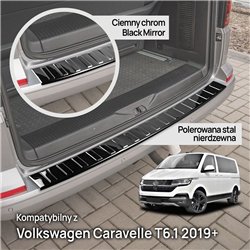 Rear bumper trim for Volkswagen VW Caravelle (T6.1) 2019-2023 | steel Piano