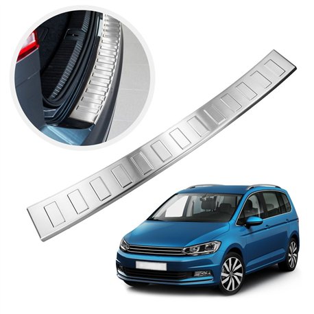 Rear bumper trim for Volkswagen VW Touran II (5T) 2015- | Silver steel