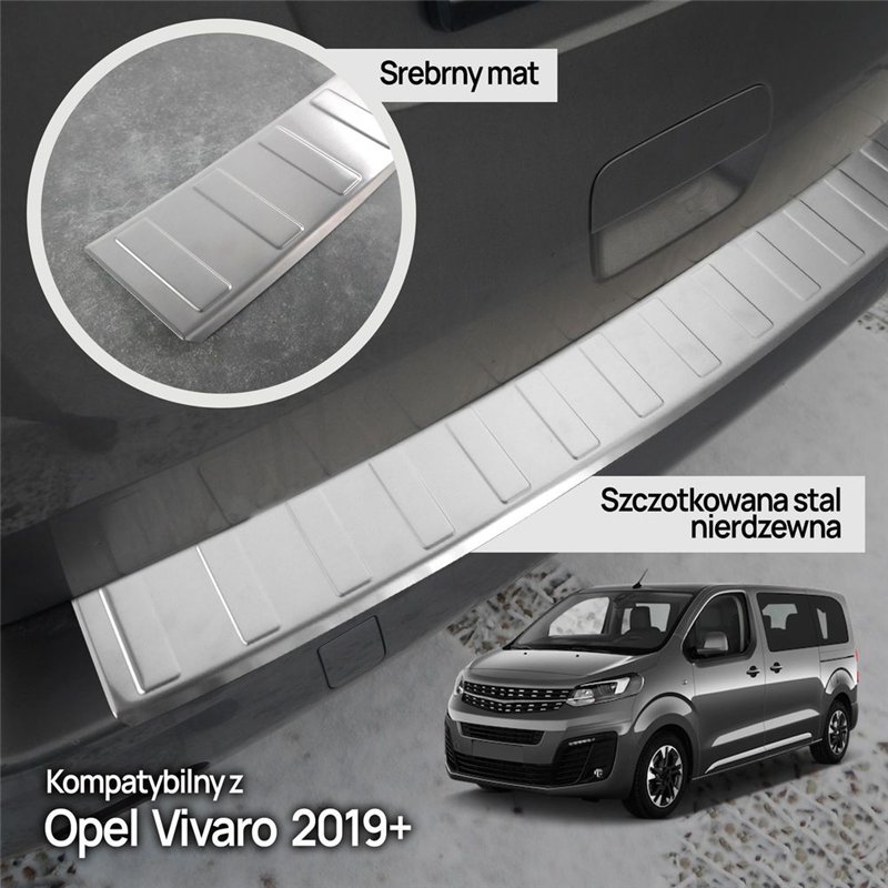 Rear bumper trim for Opel Vivaro C (K0) 2019- | Chrome steel Brushed