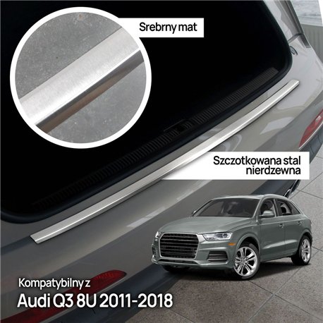 Rear bumper trim for Audi Q3 I (8U) 2011-2018 | Silver steel Brushed