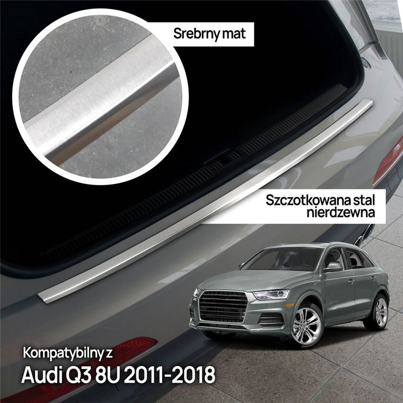 Rear bumper trim for Audi Q3 I (8U) 2011-2018 | Silver steel Brushed