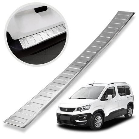 Rear bumper trim for Peugeot Rifter I (K9) 2018- | Silver steel Brushed