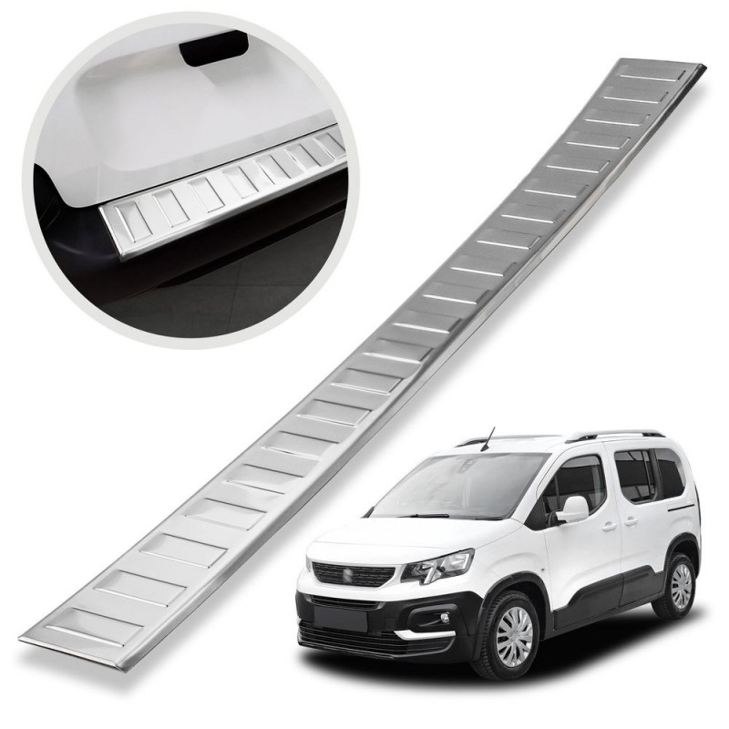 Rear bumper trim for Peugeot Rifter I (K9) 2018- | Silver steel Brushed
