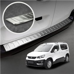 Rear bumper trim for Peugeot Rifter I (K9) 2018- | Silver steel Brushed