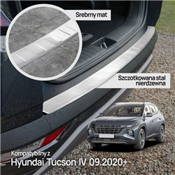 Rear bumper trim for Hyundai Tucson IV (NX4E) 2020- | Silver steel Brushed