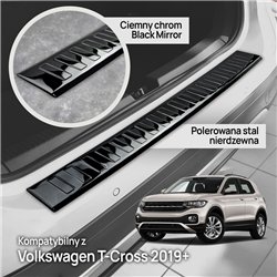 Rear bumper trim for Volkswagen VW T-Cross I PRE-FL 2019-2023 | steel Piano