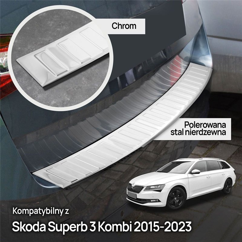 Listwa tylnego zderzaka Skoda Superb Kombi III PRE-FL 2015-2019 stal