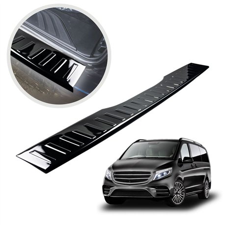 Rear bumper trim for Mercedes Vito (W447) 2014- | Black chrome steel Piano