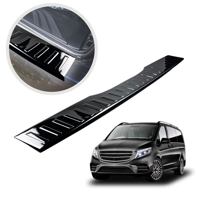 Rear bumper trim for Mercedes Vito (W447) 2014- | Black chrome steel Piano
