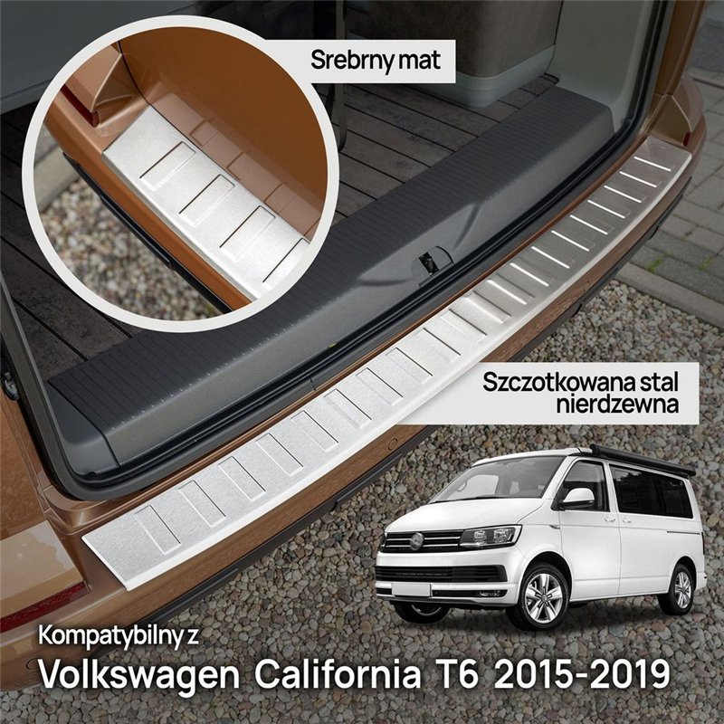 Rear bumper trim for Volkswagen VW California (T6) 2015-2019 | Silver steel