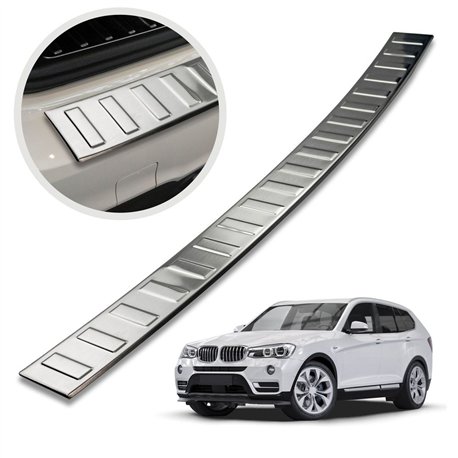 Rear bumper trim for BMW X3 (F25) FL 2014-2017 | Silver steel Brushed