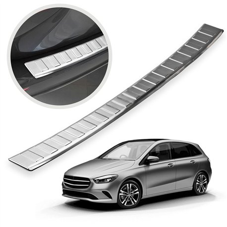 Rear bumper trim for Mercedes B-Class (W247) 2019- | Silver steel Brushed